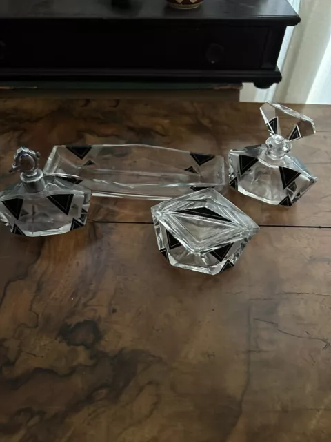 Frisiertischgarnitur mit Parfümzerstäuber, Glas