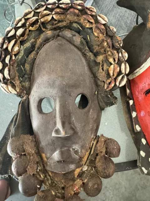 African Mask Wood Tribal Mask Vintage Hanging Mask Dan Tribe
