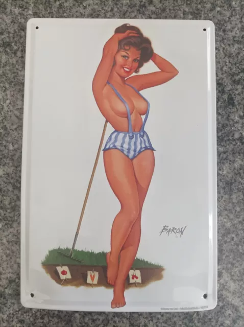 Blechschild Pin Up Girl Sexy im Höschen 20 x 30 cm