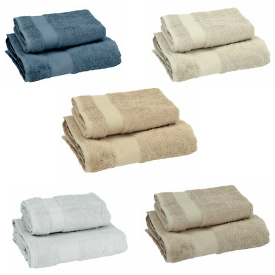 Vu Asciugamani Asciugamano da bagno set 2 pezzi 1+1 VISO OSPITE 100% cotone 