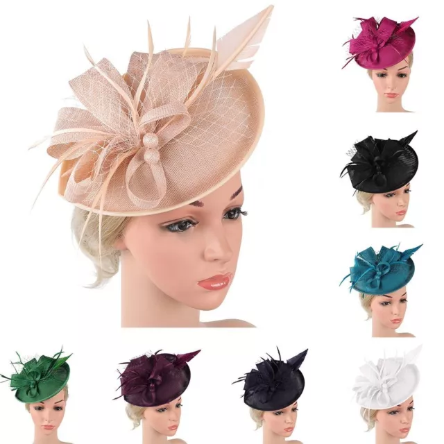Vintage Feather Wedding Fascinator Hat Tea Party Evening Party Mesh Hair Band