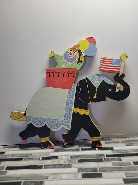 1962 Dolly Toy Co. Circus Zoo Train Cardboard Wall Hanging Decor 1 Peace