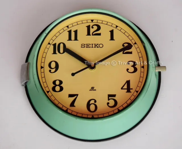 Vintage Maritime Seiko Wall Clock Slave Nautical Industrial Ship Clock Teal