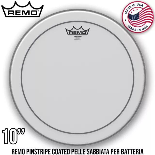 Remo Pinstripe Coated 10'' Pelle Sabbiata per Batteria | Made in USA