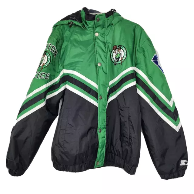 Boston Celtics Starter Jacket Hooded Full-Zip Green Black White Large L NBA 75th Boston Celtics Starter Jacket Hooded Full-Zip Green Black White Large L NBA 75th
