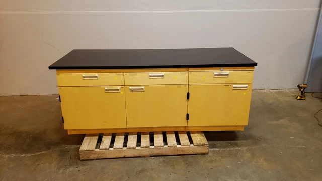 6' Wood Lab Casework Bench 3 Drawers 3 Doors w/ Countertop