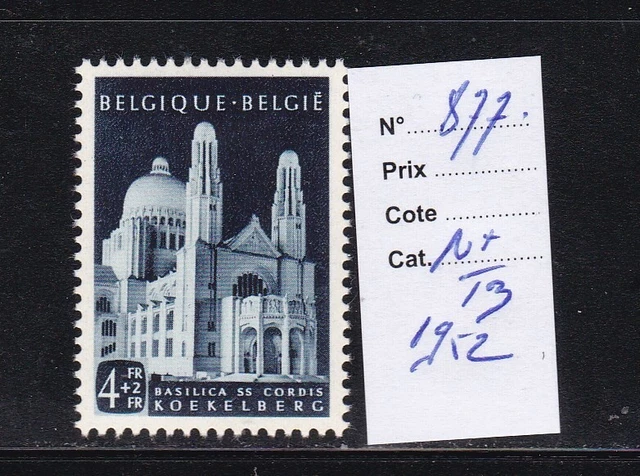 Belgique 1952 N° 877-N*.Tb-Voir Scan-W528