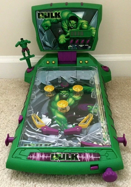 Incredible Hulk Tabletop Electronic Pinball Machine 17" Marvel w Box 2003 Works