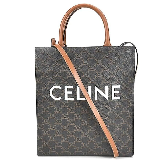 Auth CELINE Triomphe Small Vertical Cabas Handbag Crossbody Bag Brown - 99705a