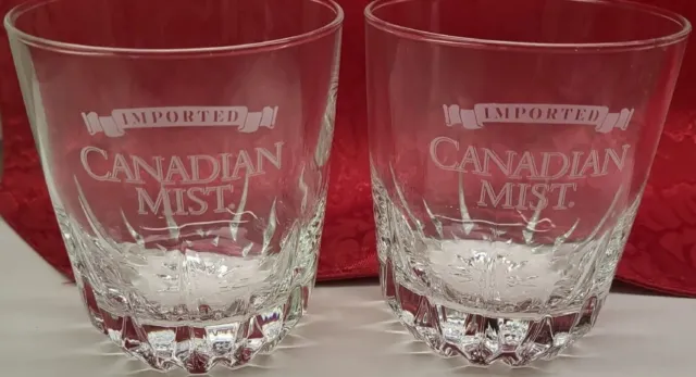 Set Of 2 CANADIAN MIST Whiskey Glasses OLD FASHIONED Rocks 10 FL Oz