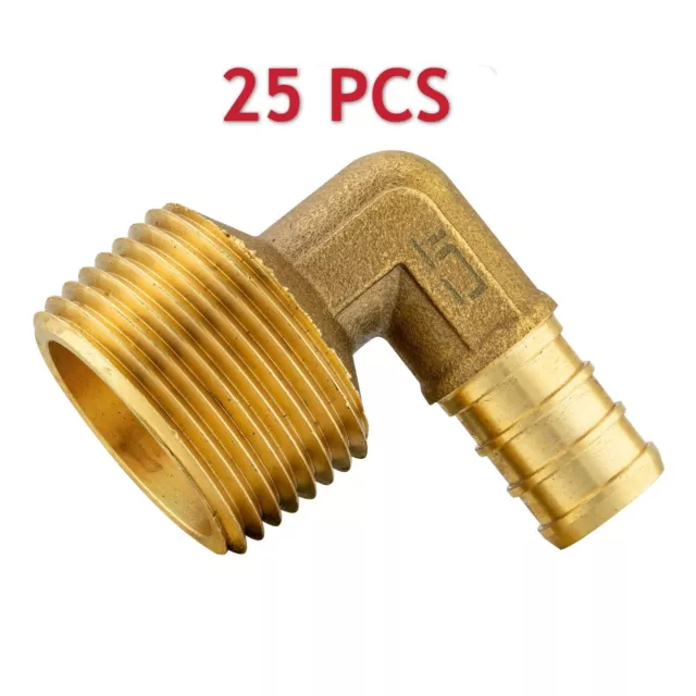 25 PCS 3/4" PEX x 3/4" Male NPT Elbow Brass Crimp Fittings(LEAD-FREE),NSF