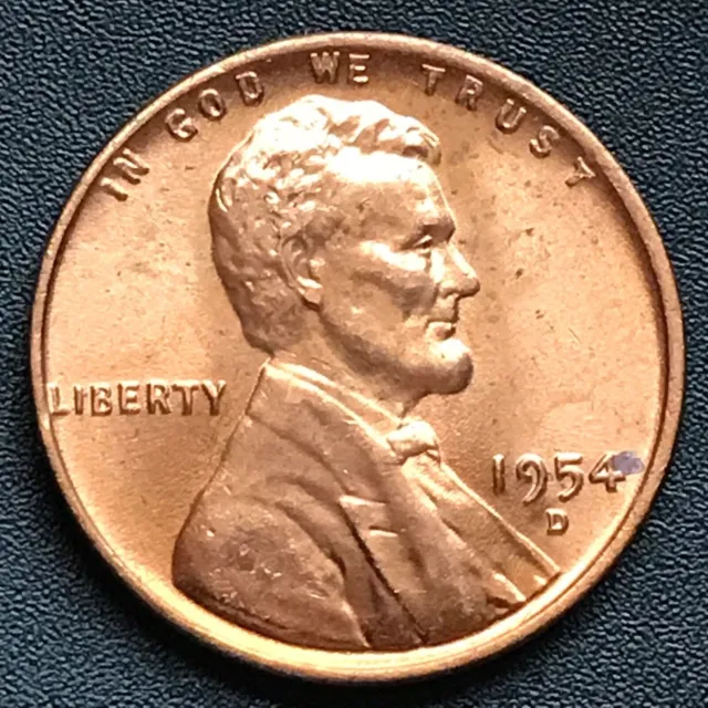 1954 D Lincoln Wheat Penny, Choice BU Mint Luster Red Uncirculated Cent from OBW