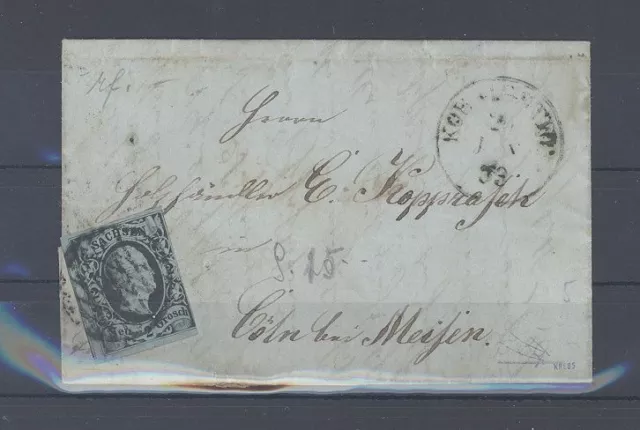 Sachsen, Brief mit Michel Nr. 5, 2 Ngr. Freimarke 1851 als EF, signiert (5111)