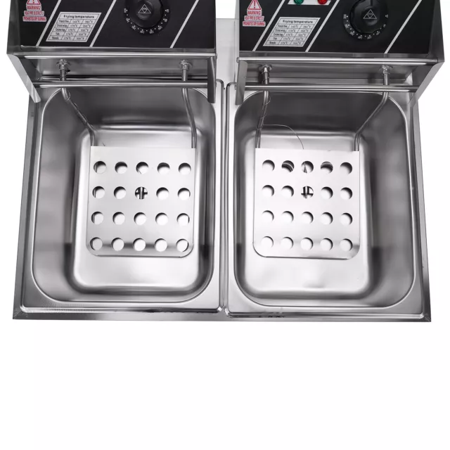 20L Commercial Electric Deep Fryer Fat Chip Twin Dual Tank Stainless Steel UK 3