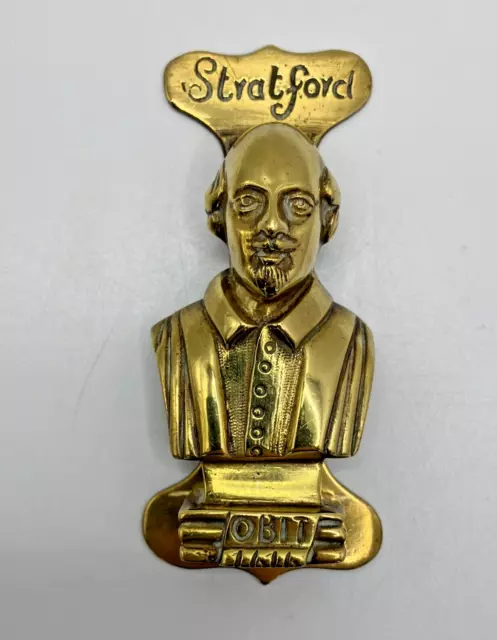 Vintage Stratford Upon Avon William Shakespeare Brass Door Knocker -Great Detail