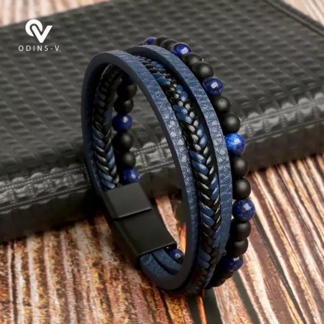 Mens Women Braided Fashion Bracelets PU Leather Bracelet Bangle Wrap Wristband