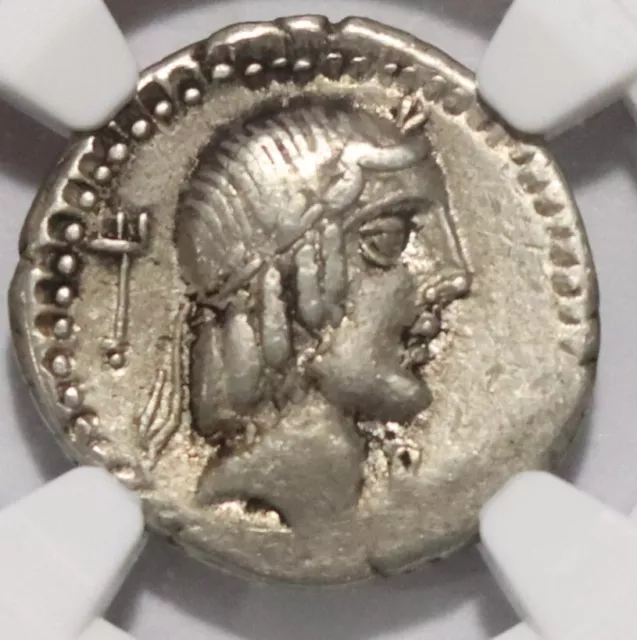 L. C. Piso Frugi  ROMAN REPUBLIC 90 BC AR SILVER Denarius Coin NGC CH VF