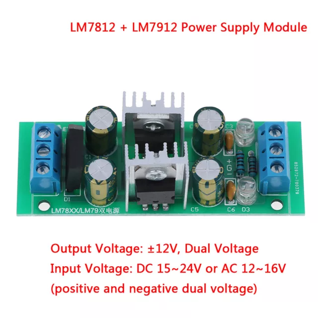 LM7812 + LM7912 ±12V dual voltage regulator rectifier bridge power supply mo-DC