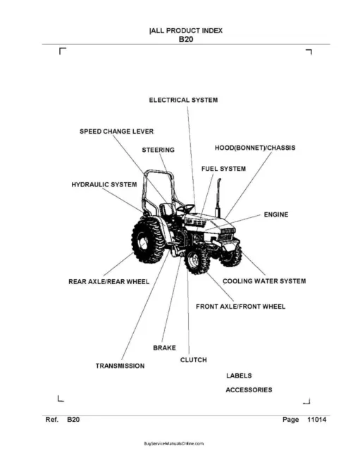 B 20 Farm Tractor Full Service Parts Manual Kubota B20