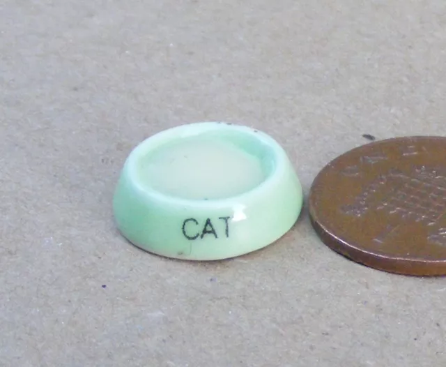 1:12 Escala Verde Tazón Cerámica Gato De Leche Tumdee para Casa de Muñecas