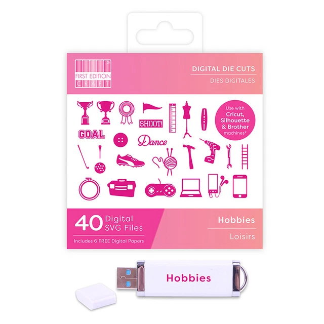 Primera Edición: Matrices Digitales USB: 40 Archivos SVG Digitales: Hobbies