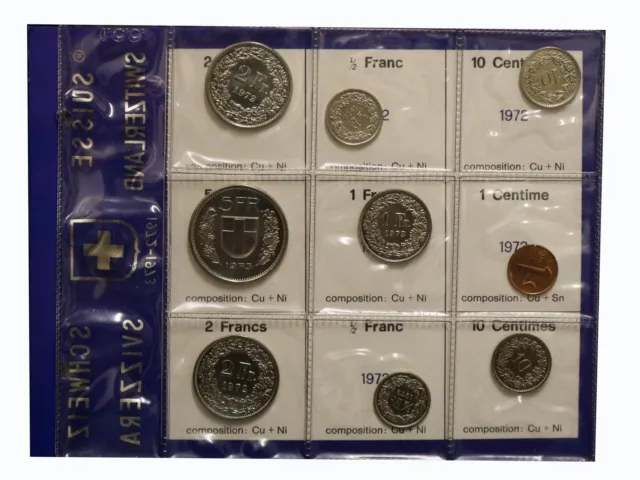 1972/1973 Suisse - Série Numismatique De 9 Monnaies En Emballage Scellé MF6 2