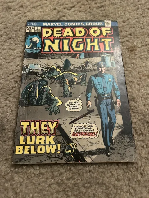 Dead Of Night Marvel Comic Book Vol 1 No 3 April 1974 Board Bagged Vintage