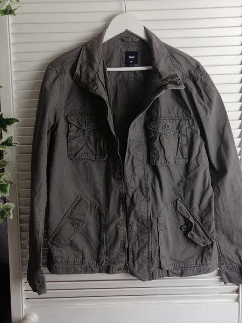 Gap Chore Utility Khaki Green Military Summer Troop Jacket Sz Med 100% Cotton