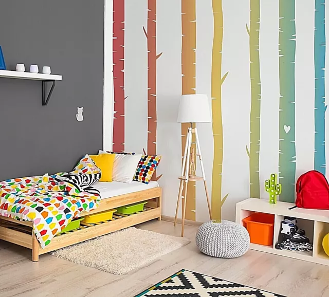 Colorful Birch Tree Wall Rainbow Wall Decals, Stickers, Wall Art Decoration 463