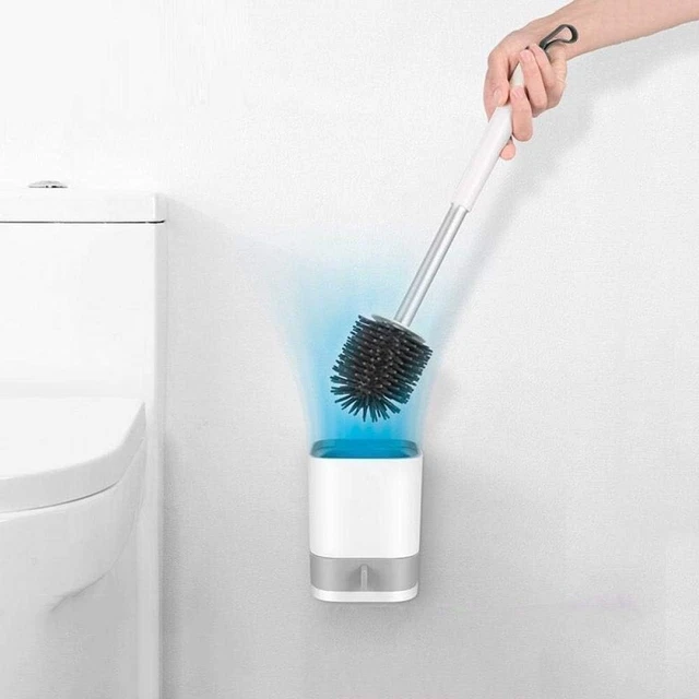 Splash Home Kolva - Soporte para Inodoro de Acero Inoxidable, Cepillo Oculto con diseño de Disco Protector contra Salpicaduras, Cromado