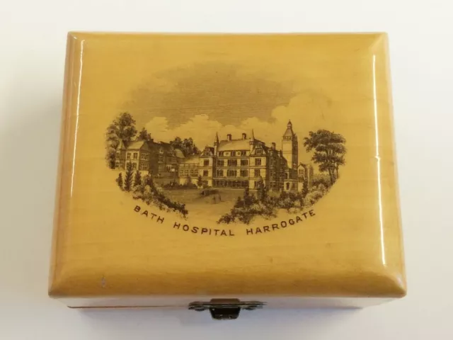 Harrogate Mauchline Ware Jewllery Box With Antique Sweetheart Brooch Pin