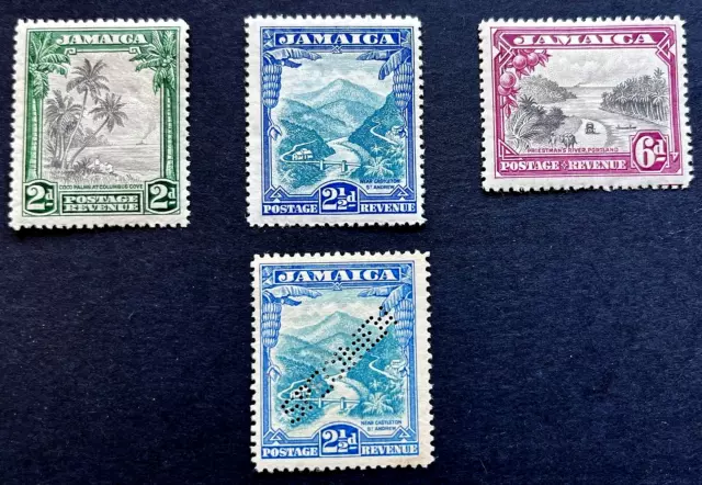 Jamaica Kgv 1932 Sg 111-113 & Specimen Sg 112 Mounted Mint, Cat Val £100