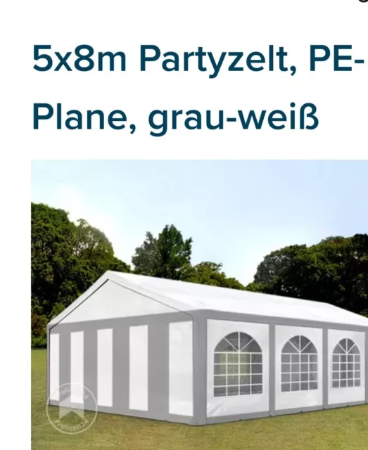 Partyzelt 5 x 8m Grau-Weiß