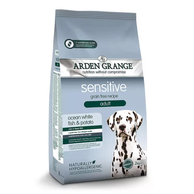 Arden Grange Sensibile Adulto Senza Grani Cibo Secco Cane Oceano Pesce Bianco e Patata