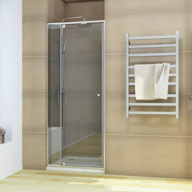 Shower Enclosure Bath Screen Pivot Door Wall to Wall 800-1200mm Optional Base