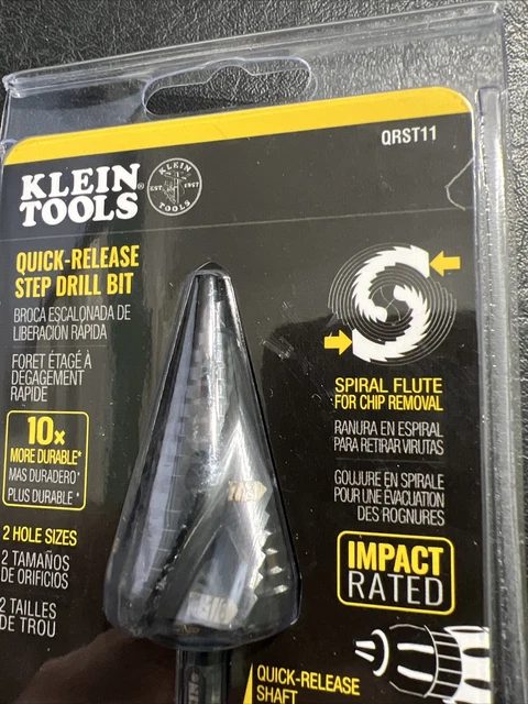 KLEIN TOOLS QRST11 Quick-Release Step Drill SPIRAL FLUTE 7/8 to 1-1/8-Inch 3