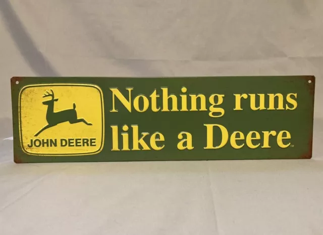 Vintage style John Deere "Nothing runs like a Deere" NEW embossed metal sign