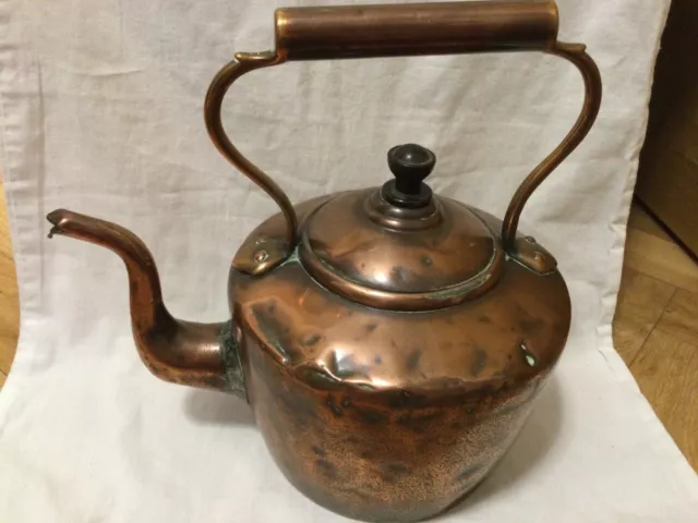 Big Victorian Copper& Brass Kettle Gooseneck Rustic Stove Top Fireplace Bakelite