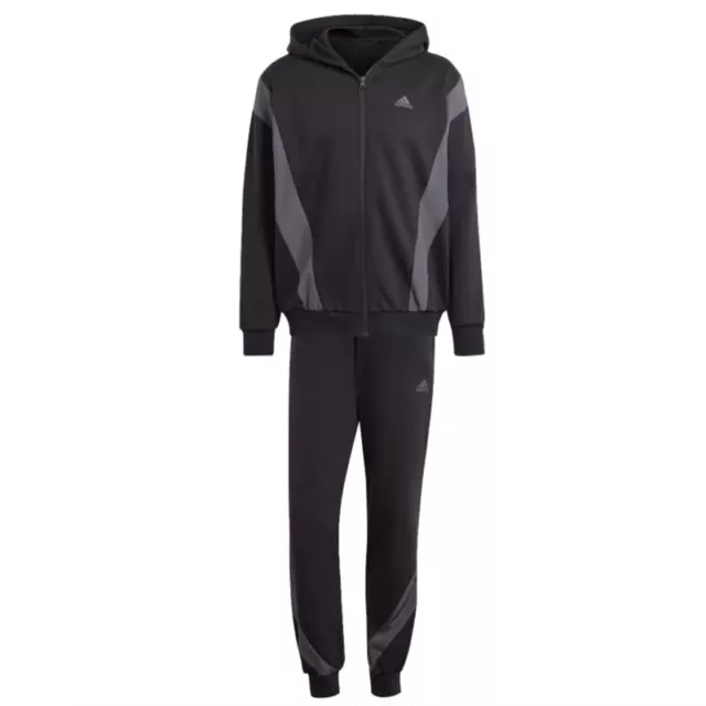 Tuta Adidas Uomo felpata sportiva inverno running fitness Nero cappuccio zip