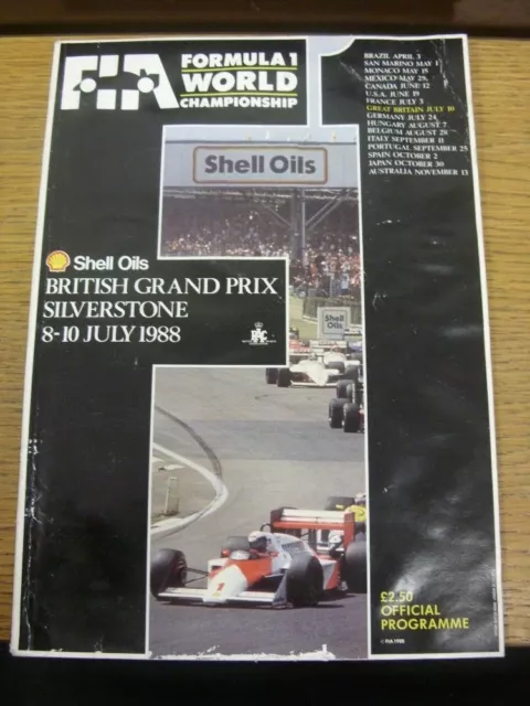 08/07/1988 Motor Racing, F1, Shell Oils British Grand Prix Silverstone: 08-10 Ju