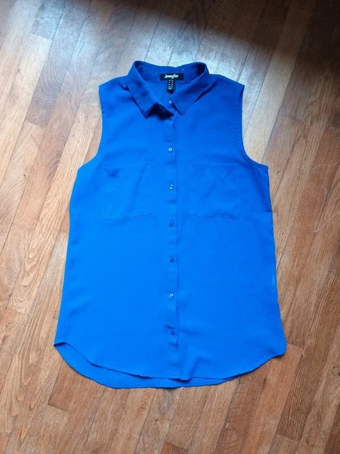 HAUT TOP VOILE femme bleu vif taille XS Jennyfer EUR 2,00