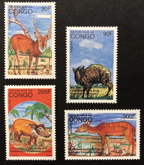 Congo Wild Animals Stamps Set 1996 Mnh African Wildlife Nature Antelope Bushpig