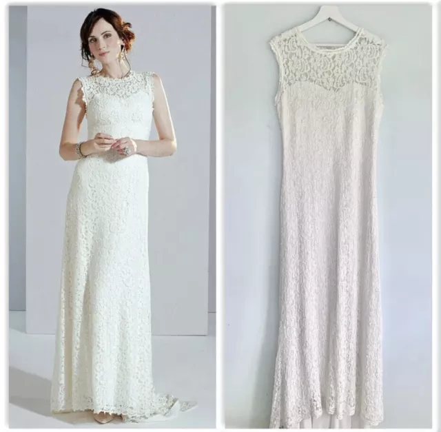 Phase Eight Mariette Size 16 Stunning Wedding Gown Ivory Lace rrp £650