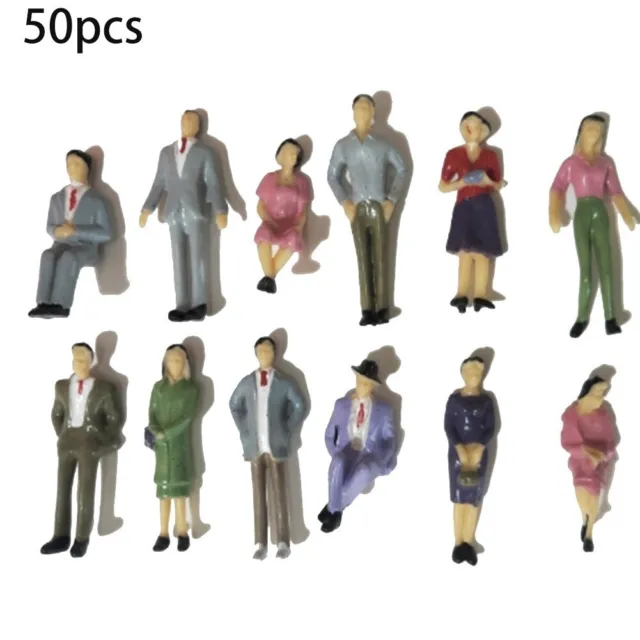 50 Pièces 1:3 2 Modèle Plastique Gens Figurines Peint Assis Debout People