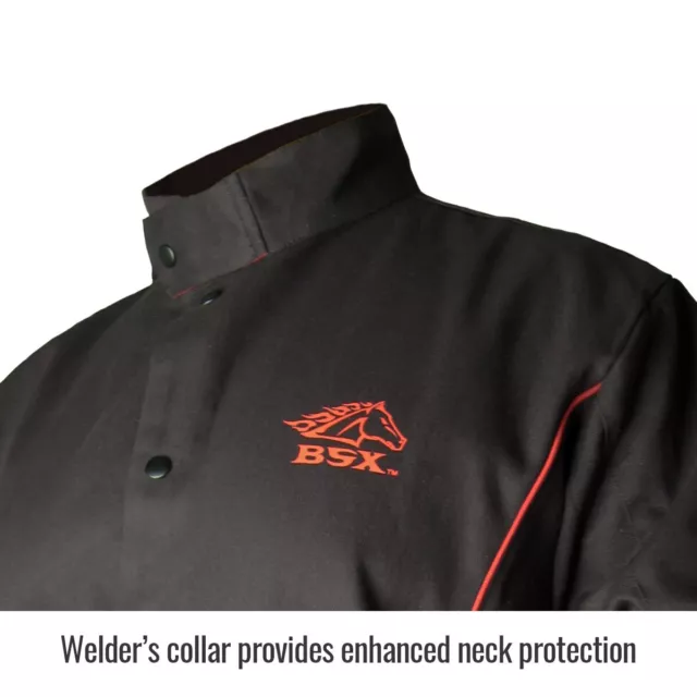 Revco Black Stallion BSX BX9C Black FR Welding Jacket with Red Flames (SM - 4XL) 2