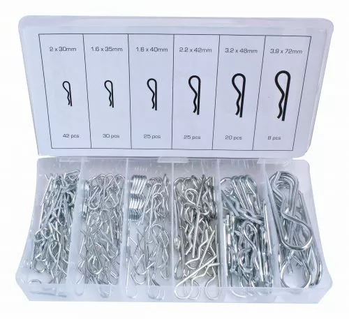 150pc Spring/ R-Clips Hair Pins Assortments Set Hitch Lynch Cotter Zinc Plated