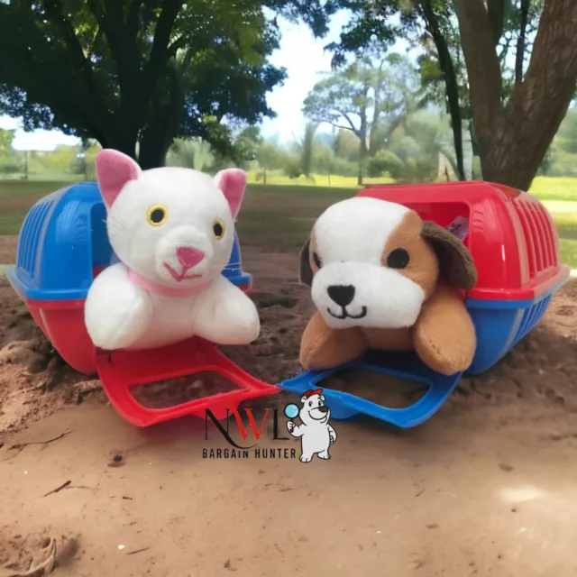 My Play House Pet Carry Case + Plush Animal Dog Puppy Cat Kitty Toy Kids Child