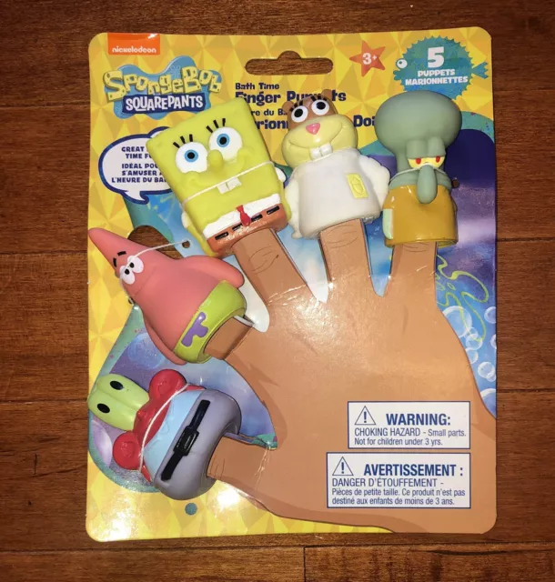 Set of 5 SpongeBob SquarePants Finger Puppets Bath Toys New Free Shipping