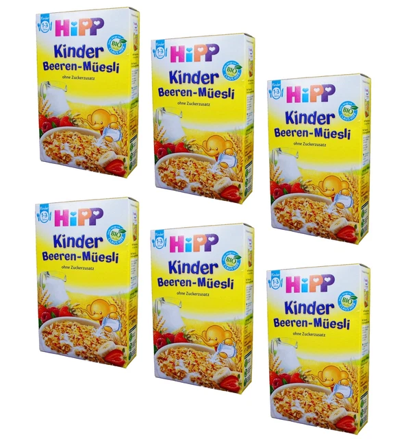 ( 20,70€/ KG) 6x 200g HiPP Infantil Bayas Müesli Muesli Sin Azúcares Añadidos