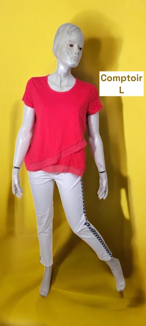 T-shirt Comptoir Des Cotonniers Femme - Taille M (36/38) - Couleur Marron Beige - Très Bon état